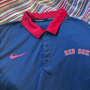 Nike Blue Polo Shirt with Red Sox like new dri fit
